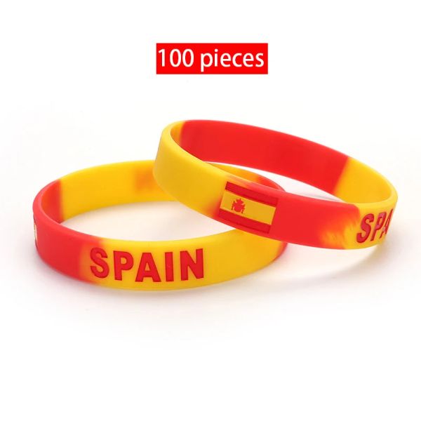 Brins 100pcs Espagne Sports Silicone Bracelet Grave Country Flag bracelets Men Femmes Joué