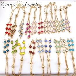 Hilos 10pcs, coloridos accesorios de cadena deslizante de circón de circón de cristal para joyas que hacen hallazgos de joyas de joyería para mujeres de bricolaje de cobre