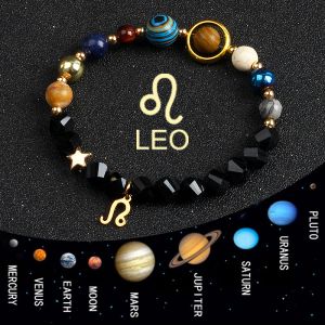 Brins 12 Constellation Galaxy Planets Bracelets for Women Femmes Système solaire Zodiac Virgo Cancer Leo Libra Charm Bracelet Bijoux Gift