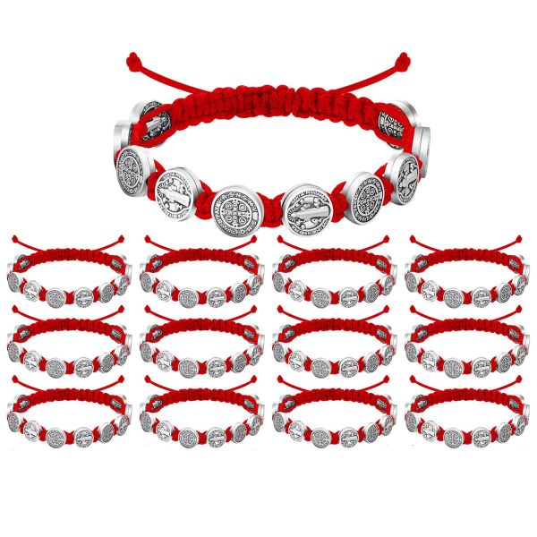 Brins 12pcs / pack bracelets de San Benito Protection Cordon noir rouge Benoît Rosaire Rosaire Bénédiction Bracelet Amitié pour femmes hommes