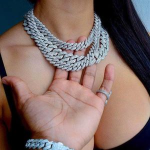 Brins 14/20 mm de large fourche diamant collier de chaîne cubaine adaptée aux femmes glissanes gorne et argent collier cubain collier bijoux hip-hop 240424