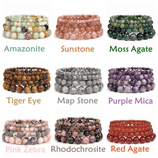 Brins 1pc 4 6 8 10 mm Agates naturelles Bracelet en pierre de pierre Bijoux de bijoux pour hommes hommes fêtard amoureux Bracelets de guérison cadeaux en gros en gros