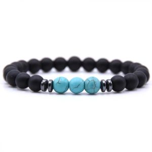 STRANDS 1PC Zwart Tourmaline Matte Stone Stretch kralen armbanden geschenken voor vrouwen mannen energie 7 chakra genezende yoga bangle sieraden