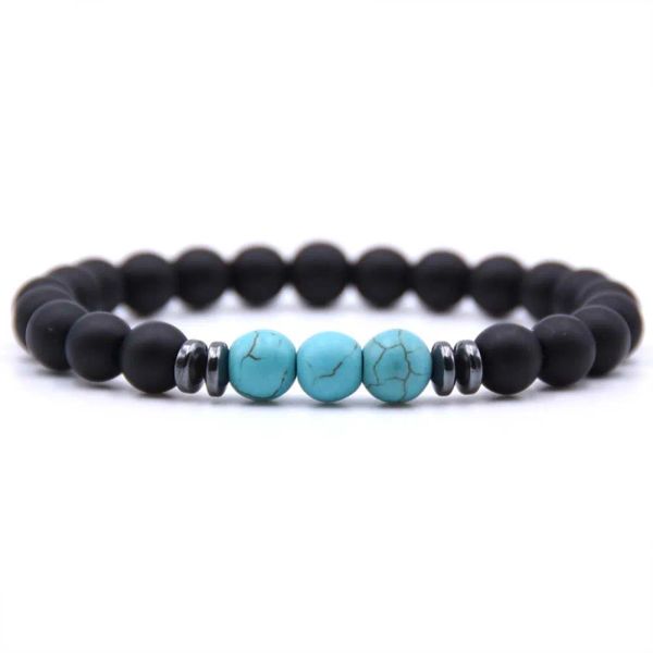 Brins 1pc Black Tourmaline Matte Stone Stretch Breded Bracelets Gifts For Women Men Energy 7 Chakra Healing Yoga Bangle Bijoux