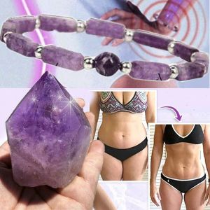 Brins 1pcs Amethyst BodyPurify Bracelet Bracelet Natural Amethyst Bead Energy Bracelets pour les femmes Soulage la fatigue Perdre du poids Cadeau