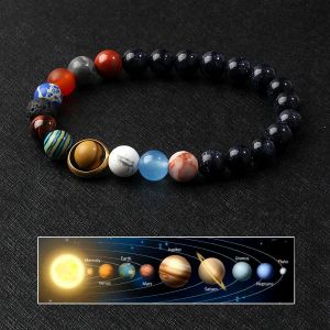 Brins 2022 Univers Système solaire Bracelet Femmes Nouvelles pierres naturelles huit planètes Bracelet Men Meilleurs amis Gift Universe Couple Jewelry