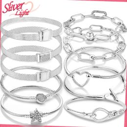 STARDS 2023 Bracelet voor vrouwen 925 Sterling Silver Fit Original Brand Me Charm Infinity Bloem Hart Paarhanging Sieraden Diy Making