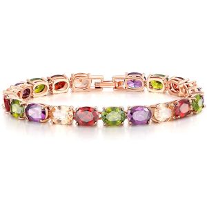 Brins 2023 Nouveau bracelet ovale de couleur rose de luxe 17cm pour femmes bijoux anniversaire bijoux en gros de la Saint-Valentin S5774