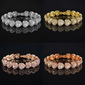 Brins 2023 Nouveaux arrivées 18 cm coeur de luxe Bracelet de couleur en argent en or rose pour femmes bijoux de mariage à la main S5777