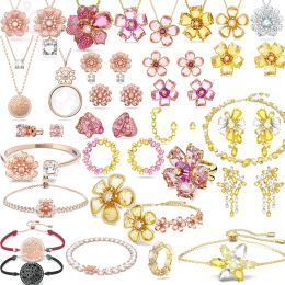 Brins 2023 New Fine Flore Bijoux Set Crystal Flower Fashion Fashion Women's Colliers Boucles Bracelet Rague avec un cadeau de fête sur le logo