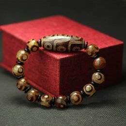 Brins 2023 Tibetan dzi perles bracelet ethnique de style grande qualité neuf et trois yeux matériaux en pierre naturelle livraison gratuite