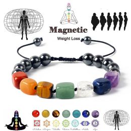 Brins 2024 Hématite 7 Bracelet Chakra Men Energy Bracelets en pierre naturelle pour femmes pour femmes Perte de poids Méditation de yoga Bijoux de guérison
