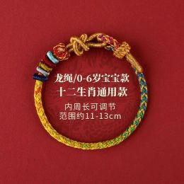 Brins 2024 Taisui Amulet Corde rouge Guardian Spirit Bracelet coloré chinois Zodiac Dragon Année à la main Hommes et enfants tissés à la main