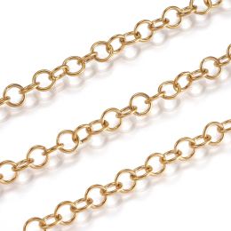 Hilos 20m/rollo 5x0.8 mm 304 cadenas de cable de acero inoxidable Cadena de enlace Color dorado no soldado para joyas de pulsera de bricolaje que fabrican accesorios