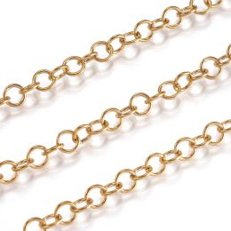 Brins 20m / rouleau 5x0,8 mm 304 chaînes de câbles en acier inoxydable Chaîne de liaison Couleur dorée indéfectée pour le bracelet de bricolage Bijoux de fabrication accessoires