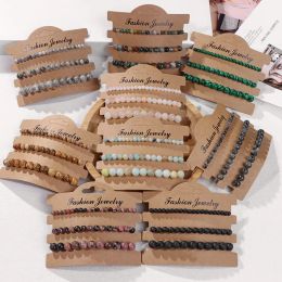 Brins 3pcs / set 4 6 Bracelets de perles de 8 mm pour femmes hommes Bracelet de pierre en pierre naturelle Set Labradorite Lava Rhodonite Quartzs bijoux