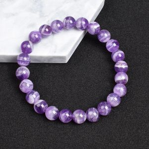 Brins 412 mm en dentelle naturelle Amethystes Bracelet Purple Crystal Dream Amethyst Reiki Gem Stone Round Rounds Bracelets Jewelry Couple Cadeaux