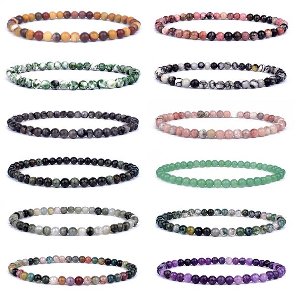 Strands 4 mm 6 mm mini encanto de encanto de energía cuentas de piedra natural joyería de sangría de yoga para mujeres mejores amigos regalos de regalo