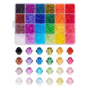 Brins 4 mm 6 mm en cristal transparent en acrylique perles de bicone 24 couleurs perles d'espaceur de briolette lâche pour le bracelet de collier