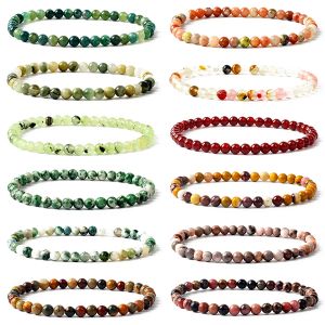 Brins 4 mm Chakra Stone Fluorite Perle Bracelet pour femmes Mini Energy Natural Stone Yoga Bracelet Guérisse Men Agate Onyx Jewelry Pulsera