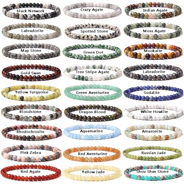 Hilos de 4 mm mini chakra perlas pulsera agadas de piedra natural pulseras con cuentas de lava para mujeres hombres mejores amigos regalos dropshipping