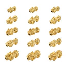 STARDS 50 PCS ECHTE 24K GOUD GOLD PLATED LEIDINGEN KRIJKEN PIXIU Chinees Karakter CAI Lucky Beads Charms voor DIY handgemaakte armband sieraden maken