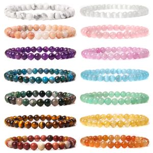 Brins 6 mm réelles perles de pierre naturelle bracelets pour femmes hommes quartz multicolores agates