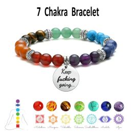 Brins 7 Chakra Stone Bracelets Yoga Reiki cicatrisation Crystals Natural Gemstone Breded Breded Inspirational Charm Bracelet for Women Men
