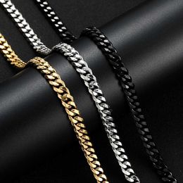 Brins 8 mm de large 316l Titanium Steel Gold Black Cuban Chain Collier For Mens Fashionable Hip-Hop Party Accessories Boyfriend Gift 240424