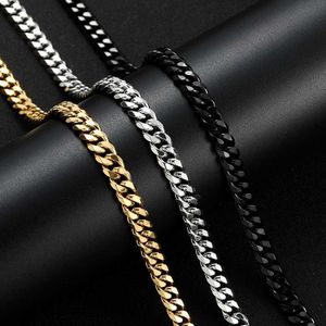 Brins 8 mm de large 316l Titanium Steel Gold Black Cuban Chain Collier For Mens Fashionable Hip-Hop Party Accessories Boyfriend Gift 240424