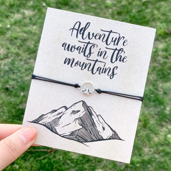 Brands Adventure Awails in the Mountains Mountain Peak Wax Cord Bracelet Bracelet Wanderlust For Women Men Friendship Lover Gift