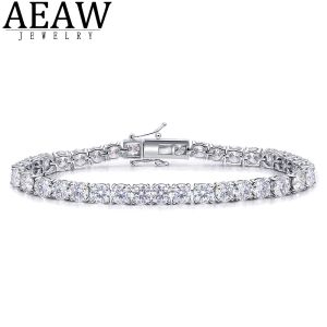 STARDS AEAW Platinum Geplateerd zilver 12.4ctw 18cm Lengte 4 mm F Nabij kleurloze Moissanite Tennis Bracelet voor vrouwen