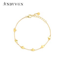 Brins Andywen 925 Bracelet de la chaîne de bracelet en forme de coeur argent sterling en forme de coeur en argent sterling