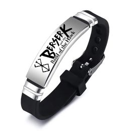 Brins Anime Berserk Symbole Bracelet en acier inoxydable Sword Logo Mad Warrior of Norse Viking Siliagel Bracelets Ajustement