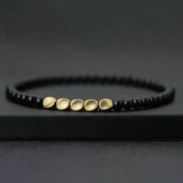 Strengen antieke handgemaakte 4 mm natuursteen kralen armband kleine koper kralen tijger oog hematiet braclet voor mannen polsbandje sieraden homme