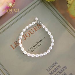 Hilos Ashiqi Joyería de pulsera de perlas de agua dulce natural para niña Niños de plata esterlina