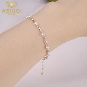 Brins Ashiqi Natural Natural Ewater Pearl Bracelet 925 Bijoux de perles en argent sterling pour les femmes