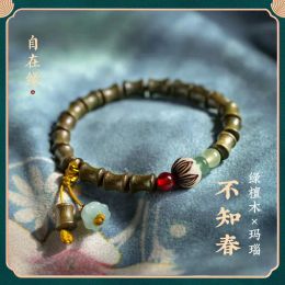 Brins authentiques matériaux matériaux perles de santal naturel bracelet bracelet en bambou pour hommes et femmes