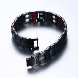 Brins bracelet magnétique en titane noir lien de chaîne de santé