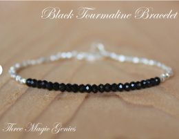 Bracelet de tourmaline noire des brins avec Karen Hill Bracelet en cristal en cristal de pierre de pierre gemme