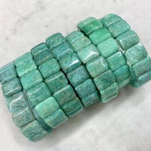 Brins Blue Amazonite Stone Beads Bracelet Natural Gemstone Jewelry Bangle For Women for Men For Gift Wholesale!