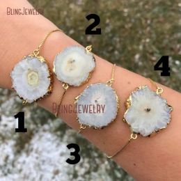 Brins BM11274 Solar Druzy Quartz Bracelet White Stalactite réglable minimaliste