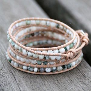 Brins Bohemia Bracelets arbre tendance onyx en cuir naturel bracelet de mode femme à corde de corde de cordon de bracelet de bracelet
