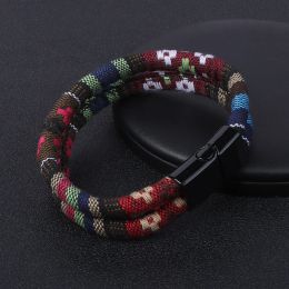 Brins Boho Bracelet for Men Women Bohemain Bracelet ethnique Bracelet à la main Bracelet de boucle magnétique colorée