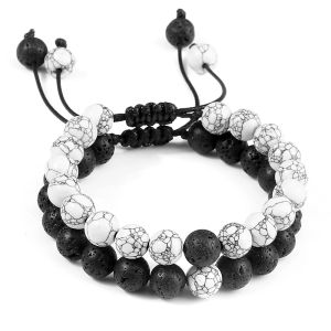 Brins à corde tressée couple bracelet bracelet noir blanc perlé naturel tiger œil lave bracelets bracelets charme bijourie cadeaux pour paris amis