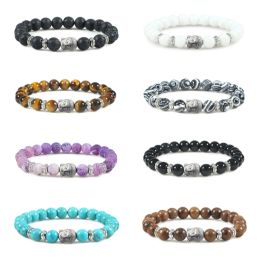 Stands Charme vintage Bouddha perles Bracelet Men Natural Tiger Eye Malachite Black Lava Stone Chakra Bracelets For Women Bileklik Jewelry