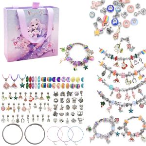 Brins Child's Charms Beads Bracelet Making Kit Jewelry BIEDS PENDANTS Set Exquis Birthday Christmas Gift For Girls