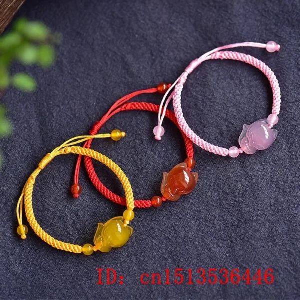 Brins chinois naturel rose rose rouge jaune alate chalcédoine jade renard bracelet élastique bijoux scarned à la main de guérison guérisse des femmes.