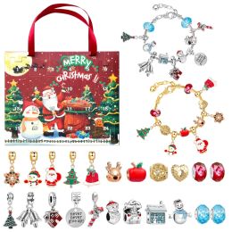 Stands Christmas Jewelry Advent Calendar Advent de Noël Calendrier des bracelets de bricolage Calendrier Blind Boîte à rebond de Noël