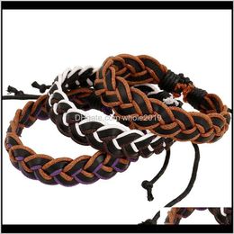 Strands Drop Livraison 2021 Bracelet ethnique pour hommes femmes Chic bande élastique tressage bracelets main cuir corde été mode bijoux ajuster